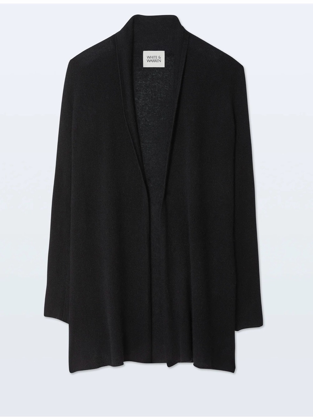 White + Warren Essentials Cashmere Trapeze Black Cardigan - Womens